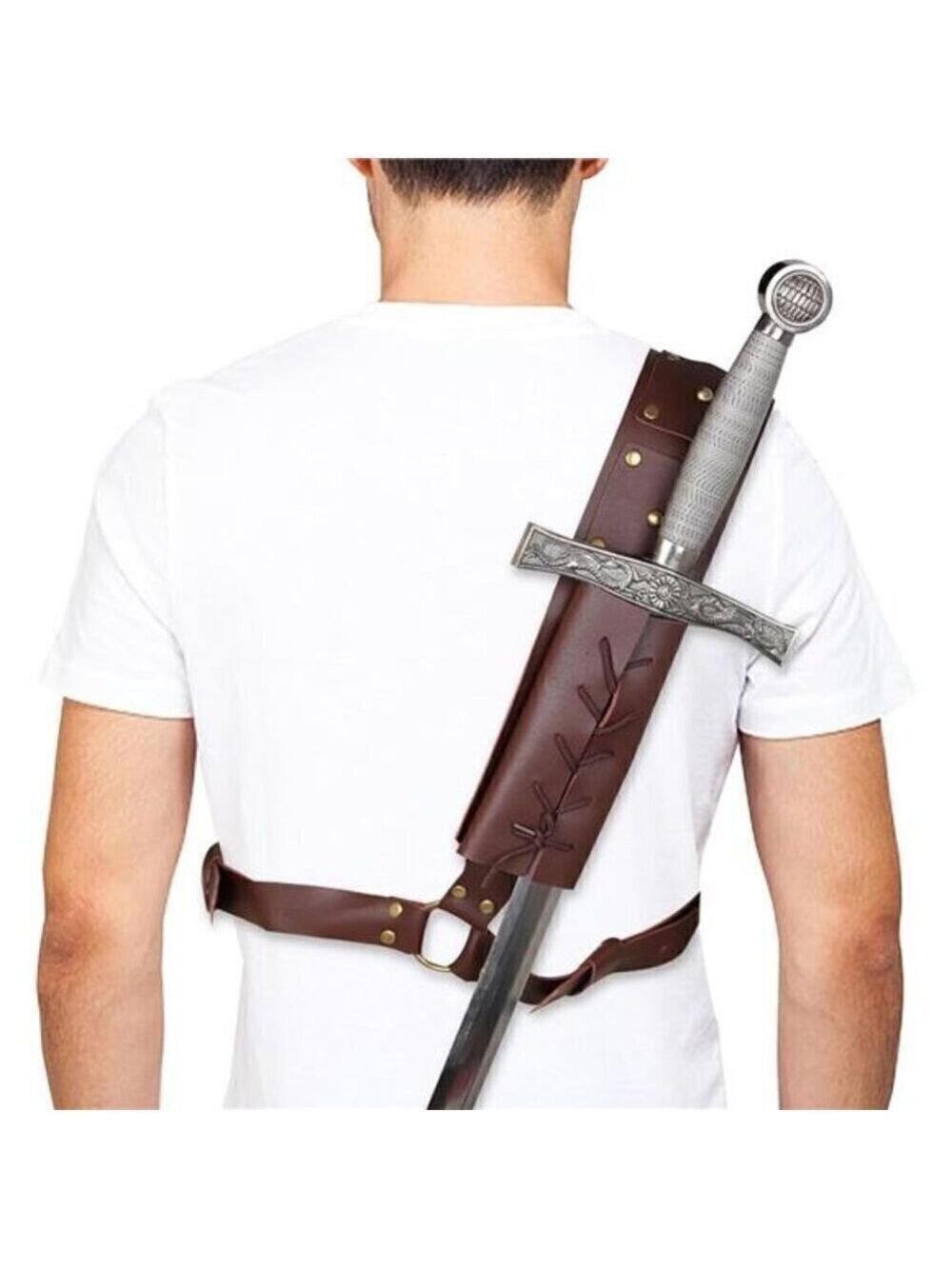 Medieval Sword Back Holster Cosplay Sword Belt Frog Adjustable Sword Back Holder